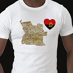 Angola Flag Heart Map Fitted AA T-Shirt