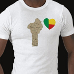Benin Flag Heart Map Fitted AA T-Shirt