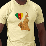 Cameroon Flag Heart Map Fitted AA T-Shirt