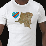Congo Kinshasa Flag Heart Map Fitted AA T-Shirt
