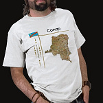 Congo Kinshasa Flag Map Title Basic T-Shirt