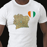 Cote Ivoire Flag Heart Map Fitted AA T-Shirt