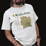 Cote Ivoire Flag Map Title Basic T-Shirt