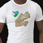 Djibouti Flag Heart Map Fitted AA T-Shirt