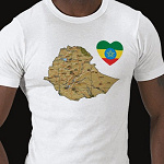 Ethiopia Flag Heart Map Fitted AA T-Shirt