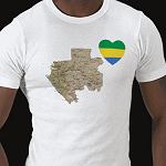 Gabon Flag Heart Map Fitted AA T-Shirt