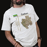 Gabon Flag Map Title Basic T-Shirt