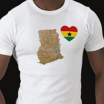 Ghana Flag Heart Map Fitted AA T-Shirt
