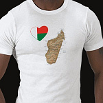 Madagascar Flag Heart Map Fitted AA T-Shirt