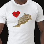 Morocco Flag Heart Map Fitted AA T-Shirt