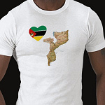 Mozambique Flag Heart Map Fitted AA T-Shirt