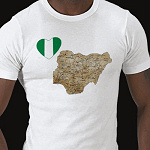 Nigeria Flag Heart Map Fitted AA T-Shirt