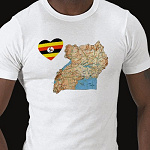 Uganda Flag Heart Map Fitted AA T-Shirt